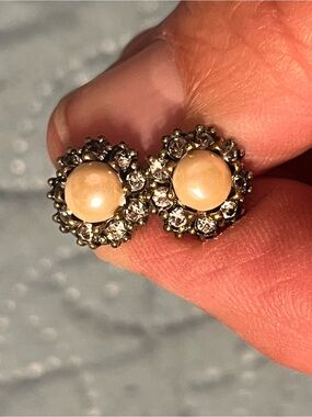 Classic Pearl Cluster Stud Earrings in Gold Tone